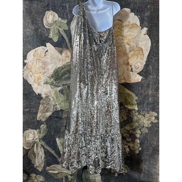 New Anthropologie Maeve One-Shoulder Sequin Dress Size Xtra Large - Picture 8 of 11